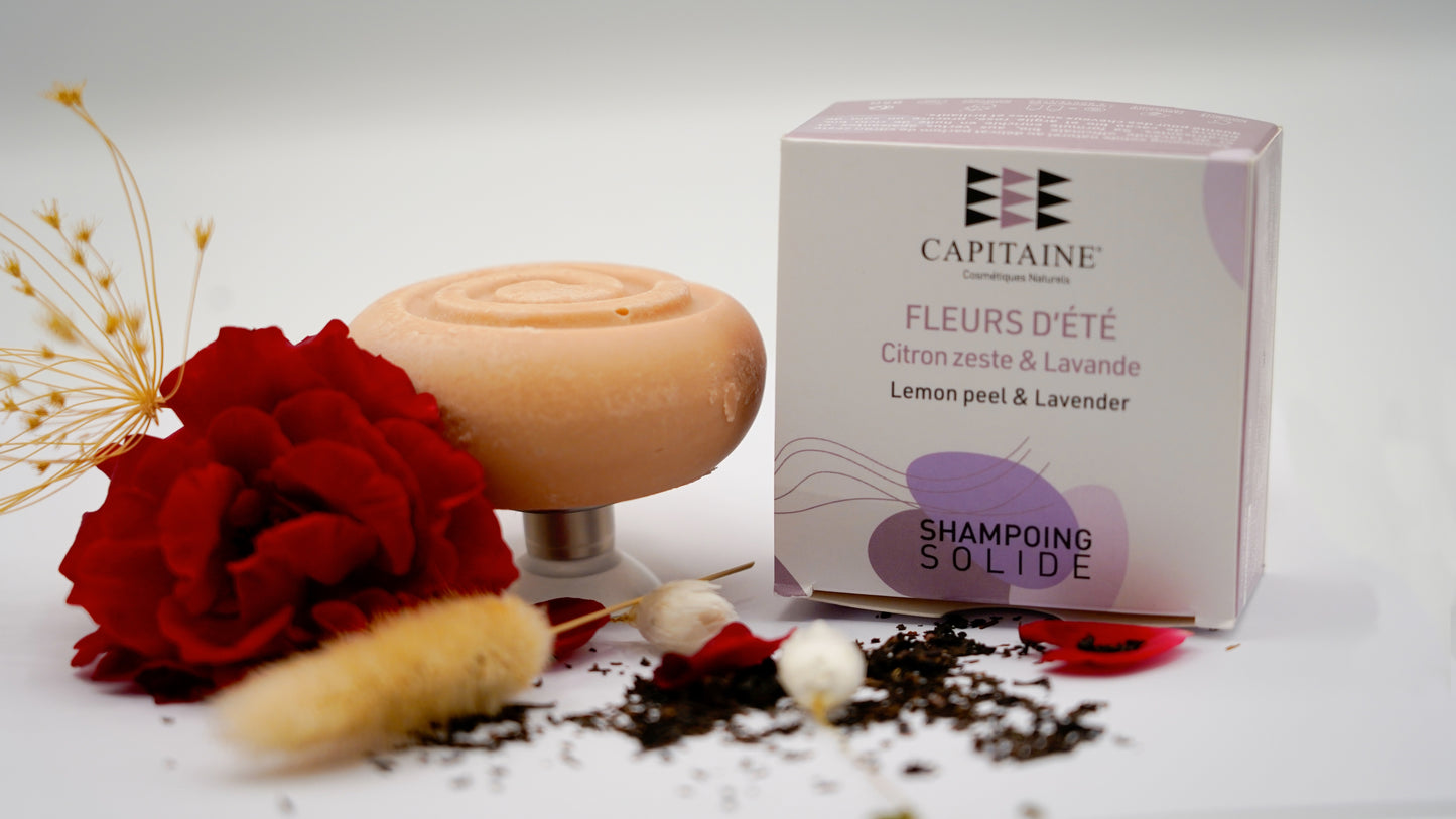 Shampoing solide - Fleurs d'été - Citron zeste et lavande